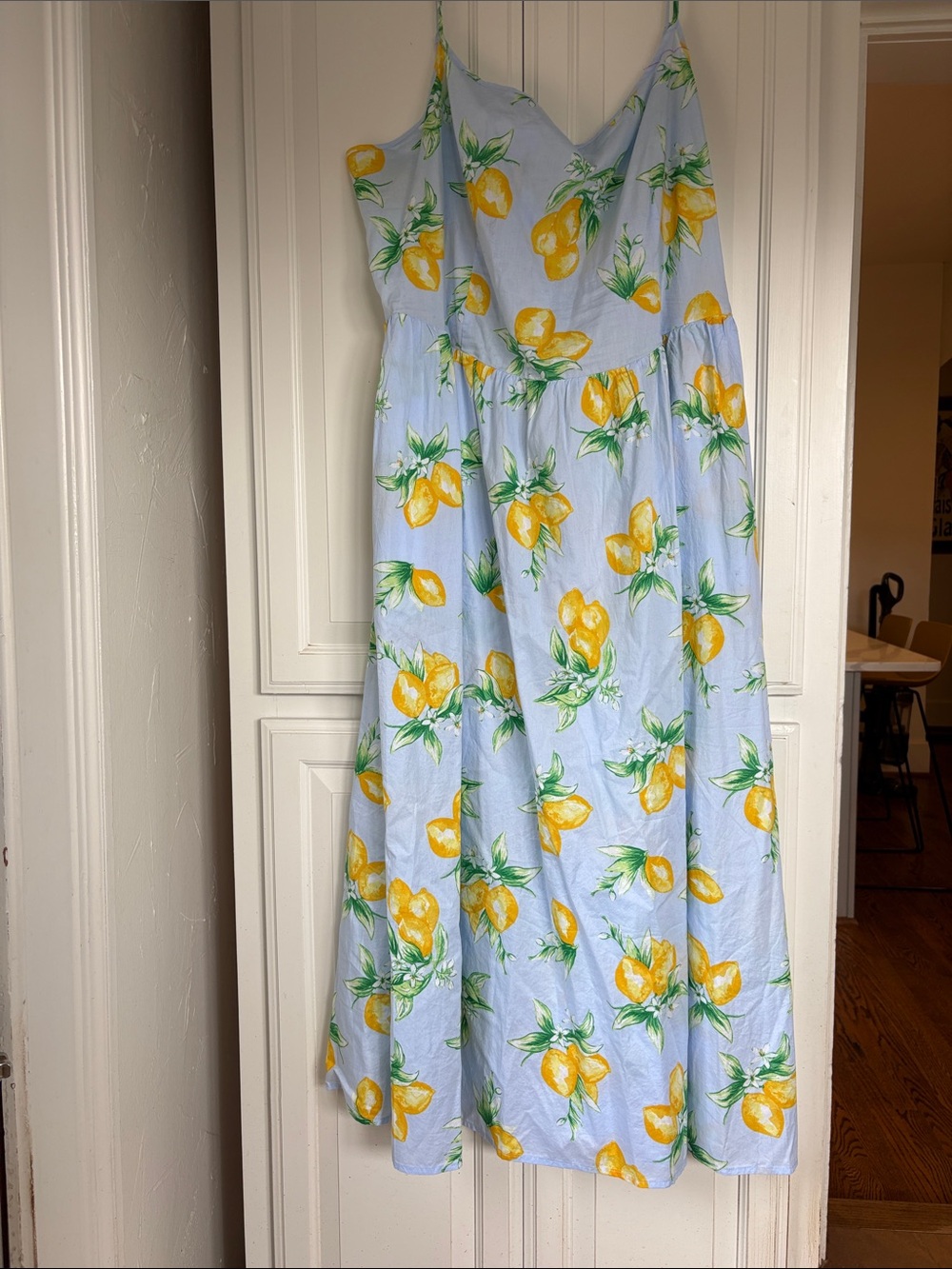 GAP Light Blue Lemon-Print Maxi Dress with Spaghetti Straps - Picture 4 of 8